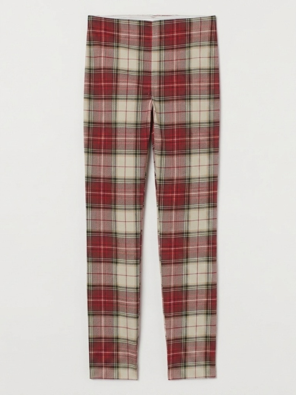 NWT H&M Red White Plaid High Rise Waist Super Stretch Ankle Skinny 90s Pants 2